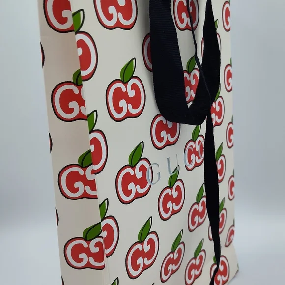 GUCCI Apple Print Gift Bag | Rare GG Apple Logo Shopping Packaging Collector - Picture 6 of 10